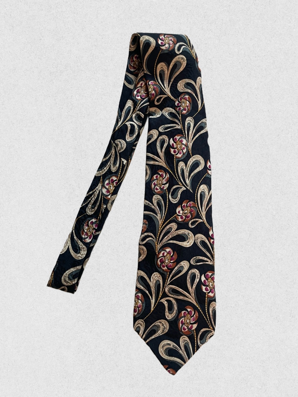 Dior Men Jeans - Silk Black with Beige, Gold and Pink Floral Print - Picture 3 of 5